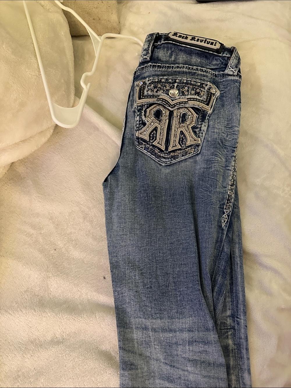 Rock Revival Women’s Medium Blue Boot Cut Jeans with Embroidered Back Pocket